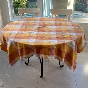 HORIZONS PARIS Cotton Square 62”x60.5” Plaid Tablecloth from France